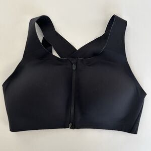Lululemon Sports Bra Womens 34DD Black Enlite Front Zip Cross Back Support